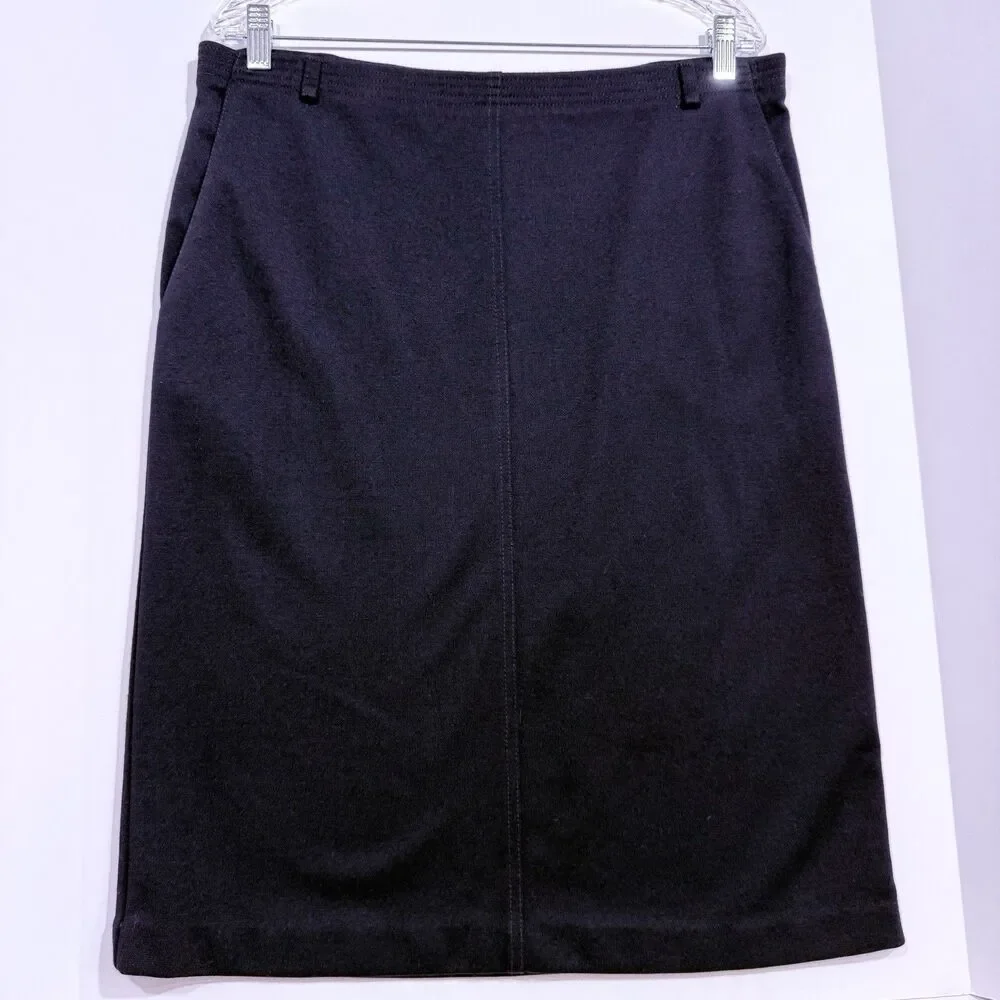 Alfred Dunner Midi Pencil Skirt Women's 10 Black Classic Pull On